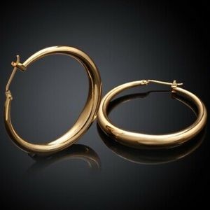 COPY - 18K Gold Plated Round French Lock Hoop Ear…